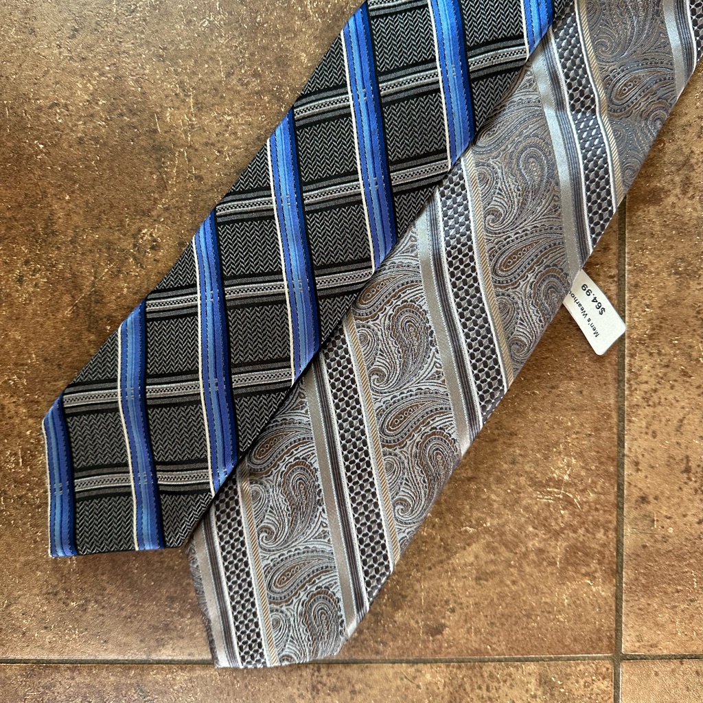 Pronto Uomo Platinum Ties (1) New With Tags (1) Used One Time Blue Silver Grey